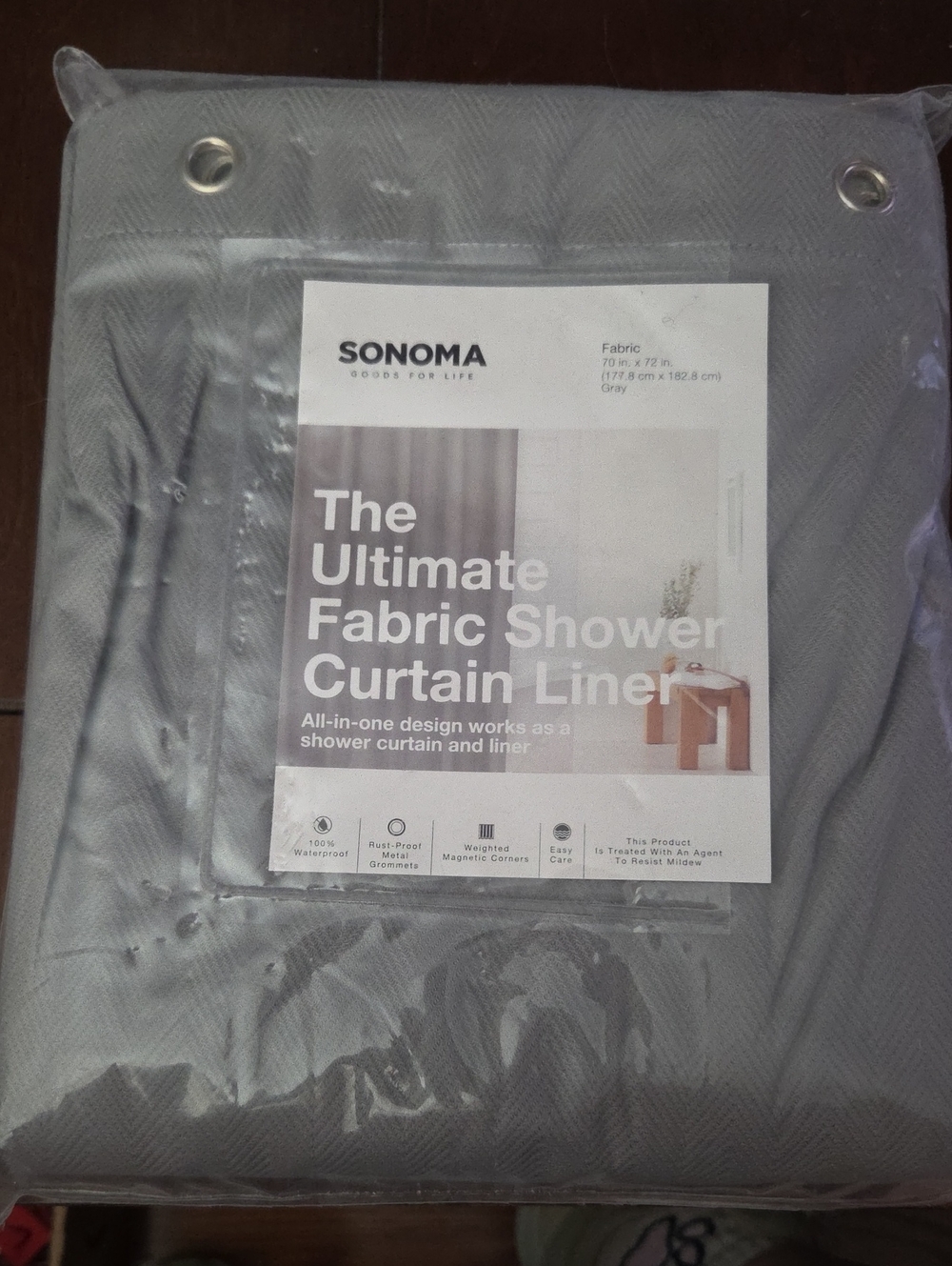 SONOMA Gray Fabric Shower Curtain Liner - Solid Gray